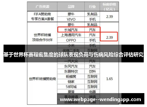 基于世界杯赛程密集度的球队表现负荷与伤病风险综合评估研究