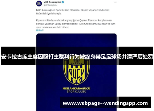 安卡拉古库主席因殴打主裁判行为被终身禁足足球场并遭严厉处罚